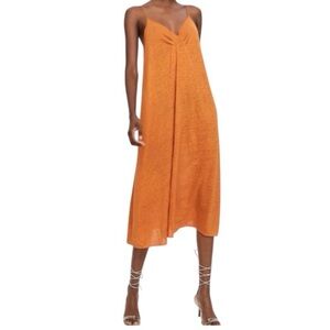 Zara Orange Midi Dress Size Large